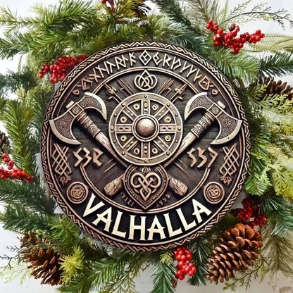 Valhalla Awaits Viking Shield Wall Art
