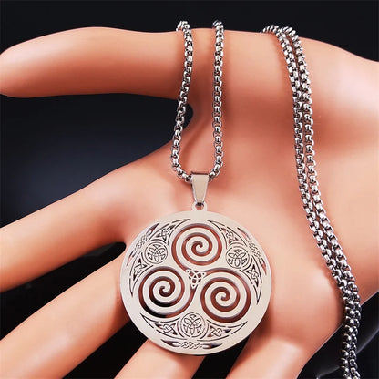 Silver Celtic Spiral Pendant Necklace