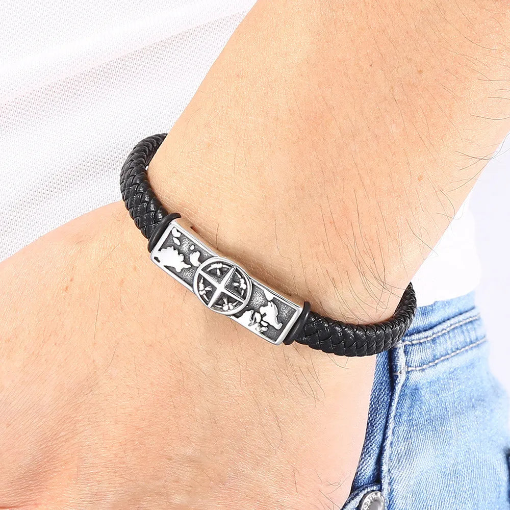 Viking Compass Leather Bracelet