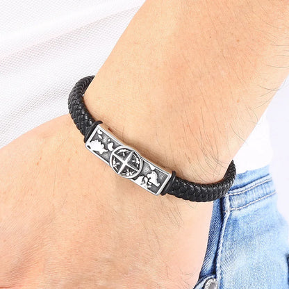 Viking Compass Leather Bracelet