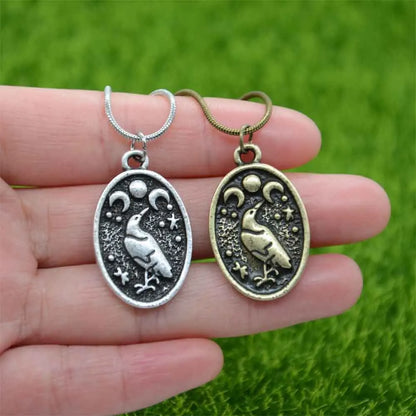 Odin's Raven & Triple Moon Amulet Necklace