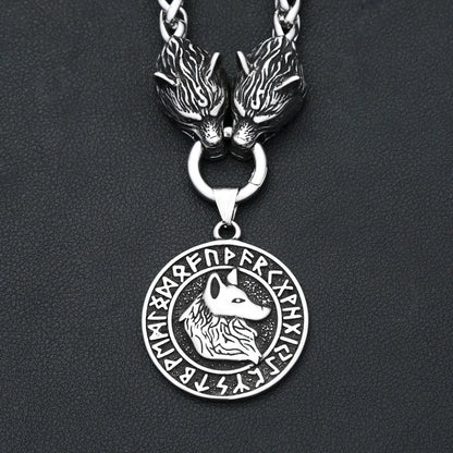 Vintage Viking Wolf Head Necklace