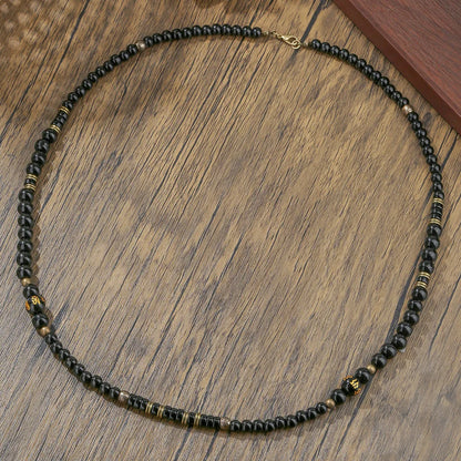 Black Tibetan Mantra Bead Necklace