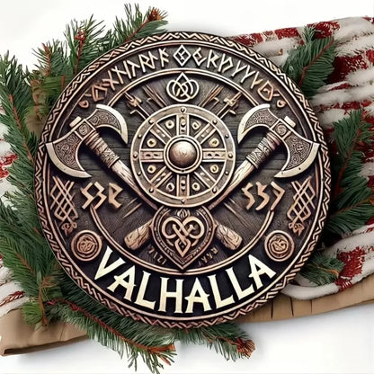 Valhalla Awaits Viking Shield Wall Art