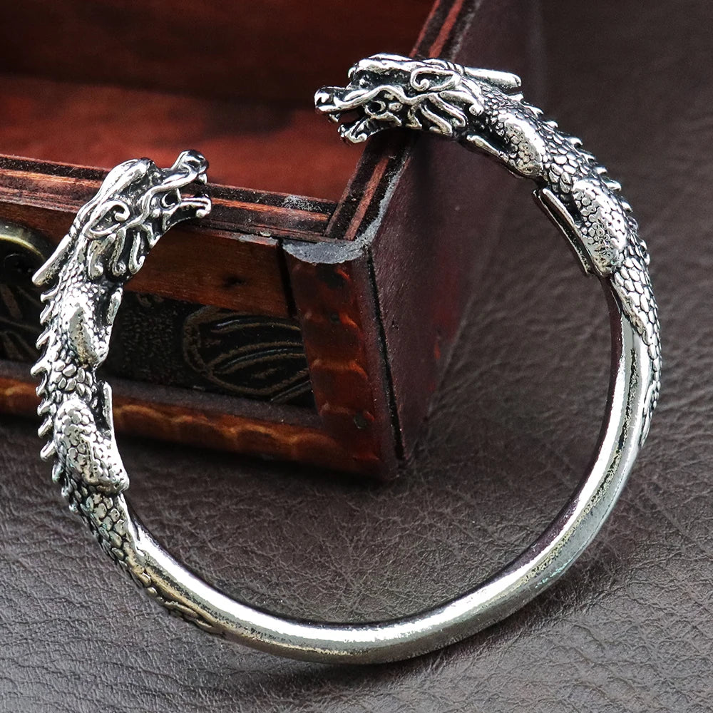 Viking Dragon Head Cuff Bracelet