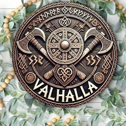 Valhalla Awaits Viking Shield Wall Art