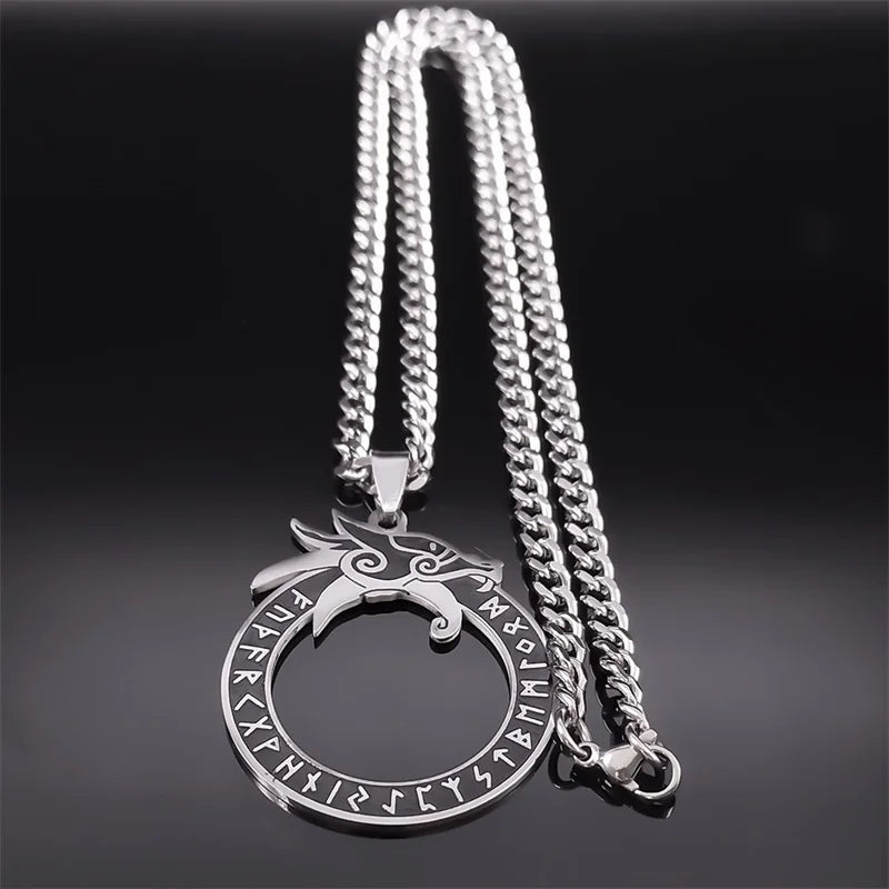 Viking Ouroboros Rune Dragon Necklace
