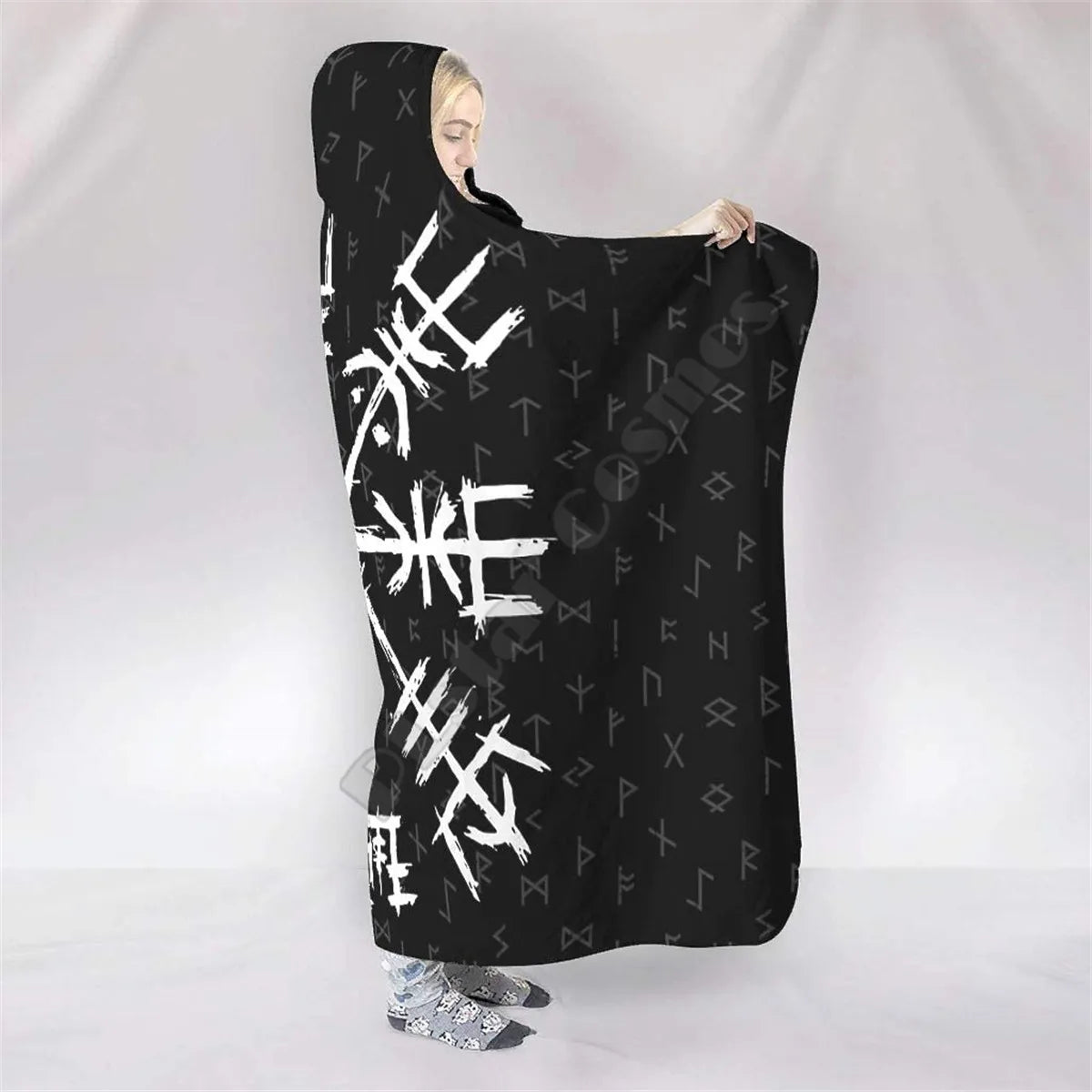 Viking Tattoo 3D Hooded – Sherpa Fleece Wearable Blanket