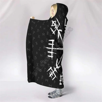 Viking Tattoo 3D Hooded – Sherpa Fleece Wearable Blanket