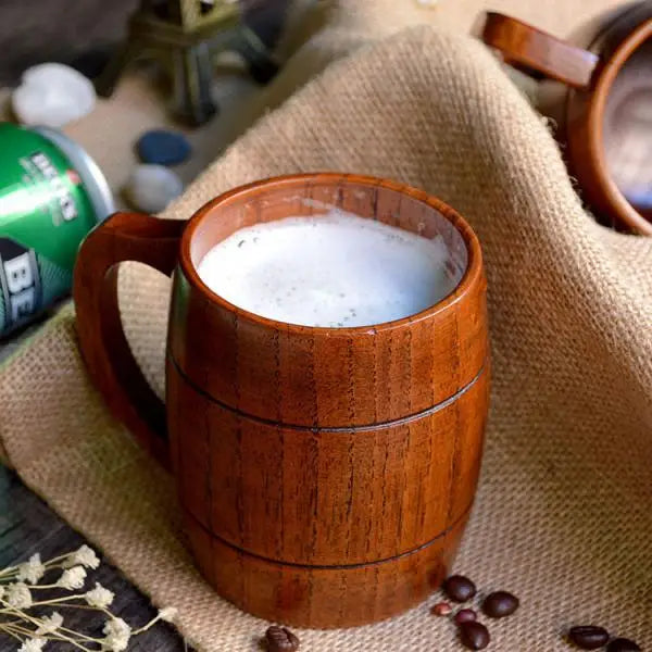 Handcrafted Natural Oak Wood Tankard Beer Mug