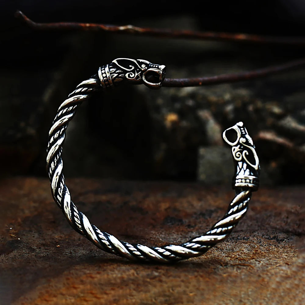 Viking Double Dragon Head Bracelet