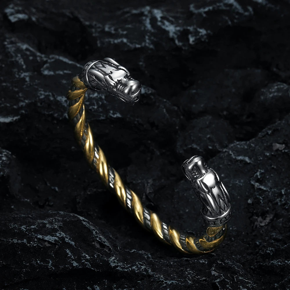 Viking Double Dragon Head Bracelet