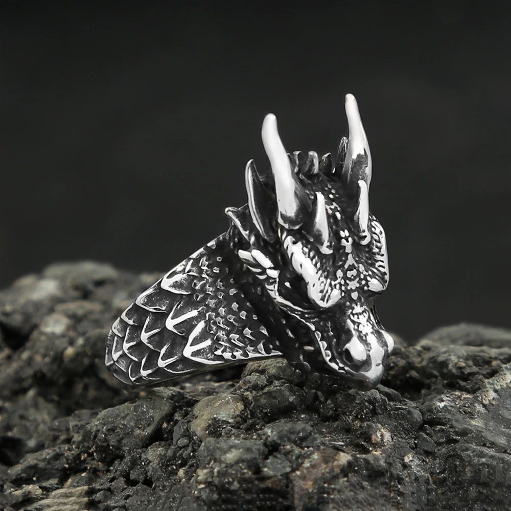 Viking Dragon Head Ring