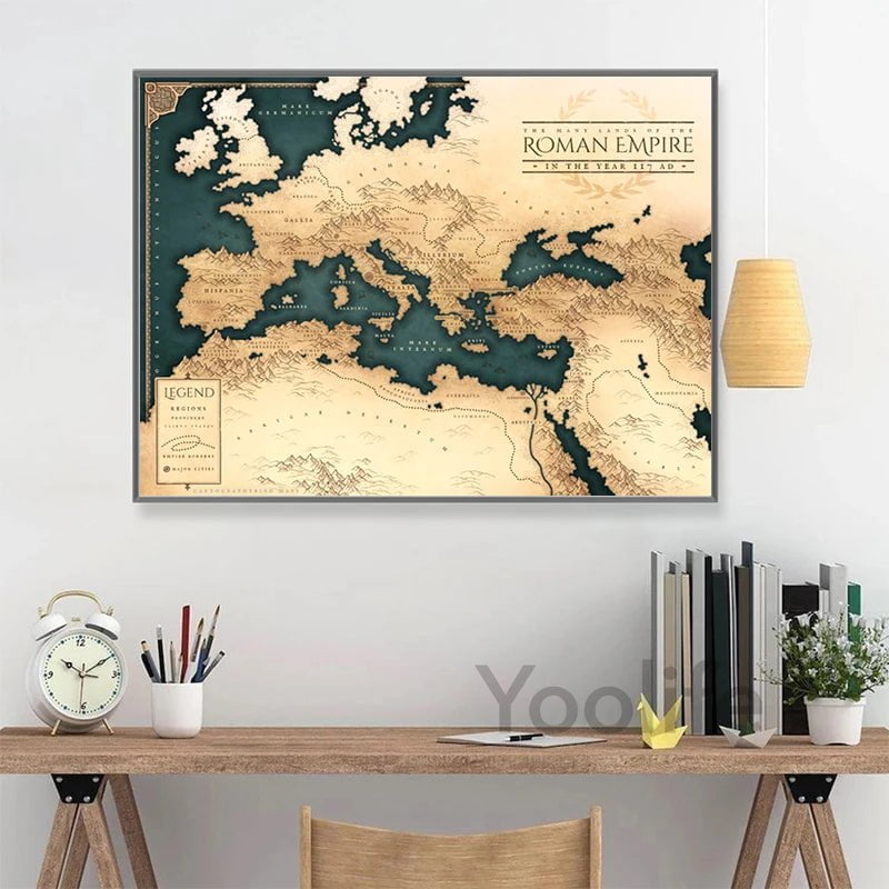 Ancient Rome Map Art Prints Roman Empire Poster Dark Fantasy Style Roman Empire Map Canvas Painting Office Wall Pictures Decor Ancient Treasures Ancientreasures Viking Odin Thor Mjolnir Celtic Ancient Egypt Norse Norse Mythology