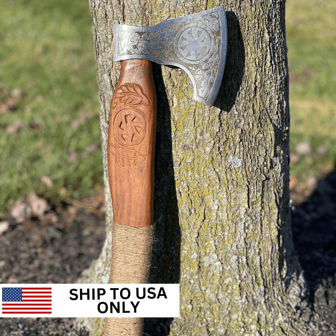 Axes Viking Axe Hand-Forged Hatchet Carbon Steel Ancient Treasures Ancientreasures Viking Odin Thor Mjolnir Celtic Ancient Egypt Norse Norse Mythology