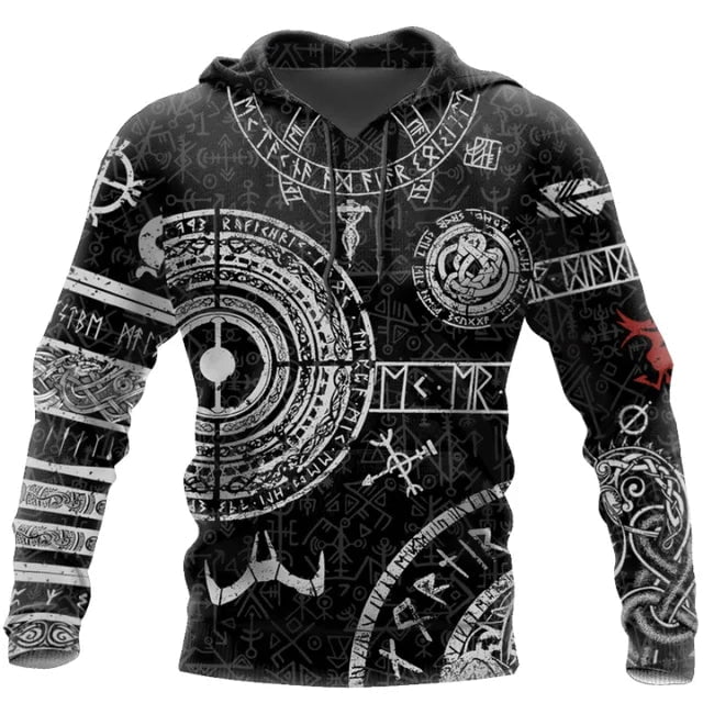 Beige / S Viking Odin Tattoo 3D Printed Unisex Hoodies Harajuku Fashion Hooded Sweatshirt Autumn Winter Casual Zip Jacket Ancient Treasures Ancientreasures Viking Odin Thor Mjolnir Celtic Ancient Egypt Norse Norse Mythology