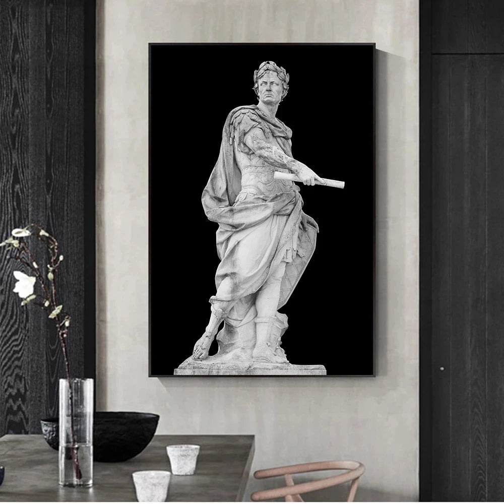 Black and White Roman Emperor Julius Sculpture Caesar Statue Poster Canvas Painting Wall Art Pictures for Living Room Decoration Ancient Treasures Ancientreasures Viking Odin Thor Mjolnir Celtic Ancient Egypt Norse Norse Mythology