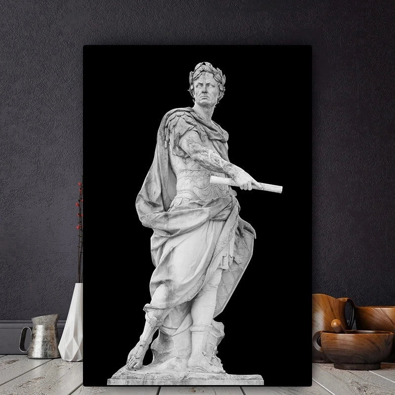 Black and White Roman Emperor Julius Sculpture Caesar Statue Poster Canvas Painting Wall Art Pictures for Living Room Decoration Ancient Treasures Ancientreasures Viking Odin Thor Mjolnir Celtic Ancient Egypt Norse Norse Mythology