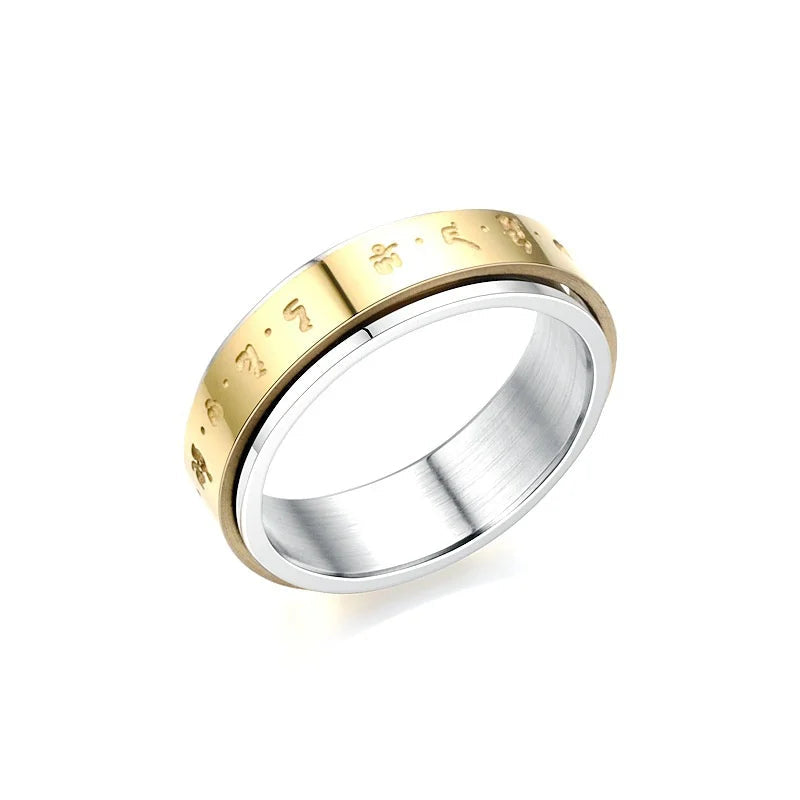 Tibetan Six-Character Mantra Spinner Ring