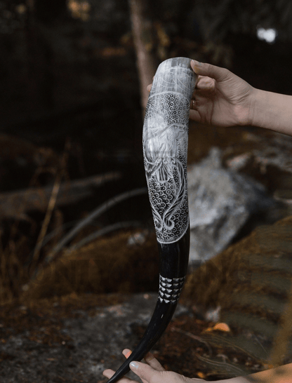 Drinking Horn Handcrafted Drinking Horn Ravens Viking Ship Ancient Treasures Ancientreasures Viking Odin Thor Mjolnir Celtic Ancient Egypt Norse Norse Mythology