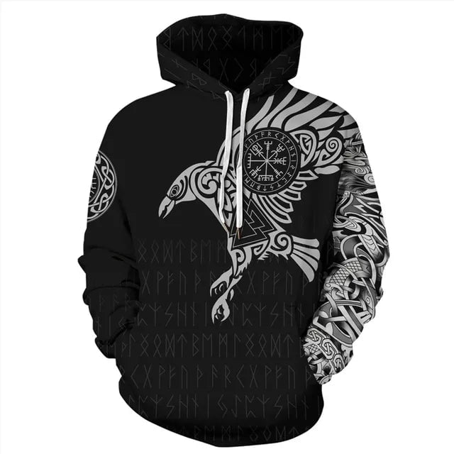 Gray / XXS New Viking Tattoo y2k 3D Printed Men Hoodie Harajuku Fashion Hooded Sweatshirt Street Jacket Autumn Unisex Essential Hoodies top Ancient Treasures Ancientreasures Viking Odin Thor Mjolnir Celtic Ancient Egypt Norse Norse Mythology