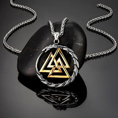 Home Gold With Chain / 60CM Punk Vikings Dragon Stainless Steel Necklace Mens Nordic Runes Pendant Triangle Vegvisir Amulet Scandinavian Ouroboros Jewelry Ancient Treasures Ancientreasures Viking Odin Thor Mjolnir Celtic Ancient Egypt Norse Norse Mythology