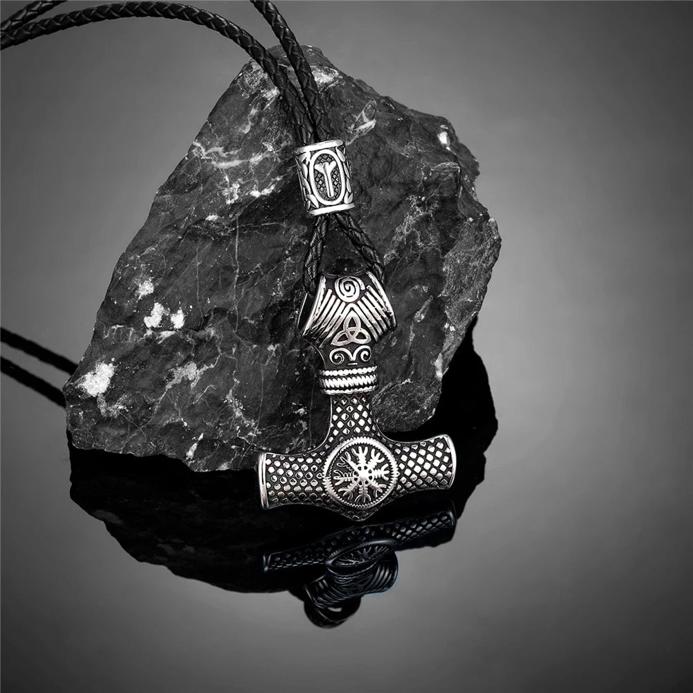 Home Never Fade Norse Runes Beads Anchor Necklace Men Stainless Steel Thor's Hammer Pendant Vikings Vegvisir Amulet Icelandic Jewelry Ancient Treasures Ancientreasures Viking Odin Thor Mjolnir Celtic Ancient Egypt Norse Norse Mythology