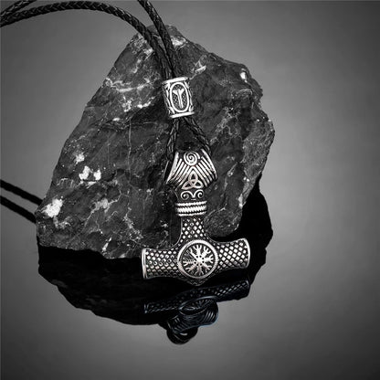 Home Never Fade Norse Runes Beads Anchor Necklace Men Stainless Steel Thor's Hammer Pendant Vikings Vegvisir Amulet Icelandic Jewelry Ancient Treasures Ancientreasures Viking Odin Thor Mjolnir Celtic Ancient Egypt Norse Norse Mythology