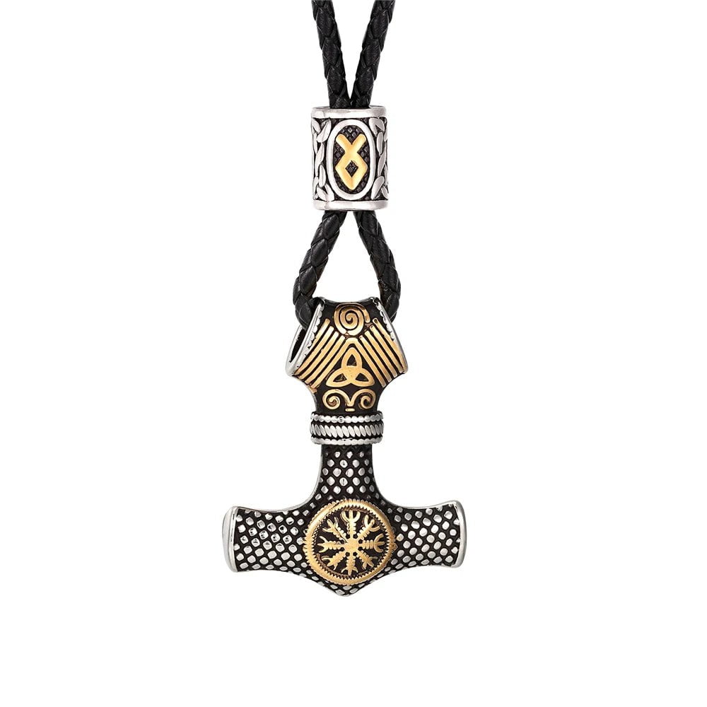 Home Never Fade Norse Runes Beads Anchor Necklace Men Stainless Steel Thor's Hammer Pendant Vikings Vegvisir Amulet Icelandic Jewelry Ancient Treasures Ancientreasures Viking Odin Thor Mjolnir Celtic Ancient Egypt Norse Norse Mythology