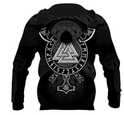 Hoodie Vikings Men's Hoodie Axes 3D Print Ancient Treasures Ancientreasures Viking Odin Thor Mjolnir Celtic Ancient Egypt Norse Norse Mythology