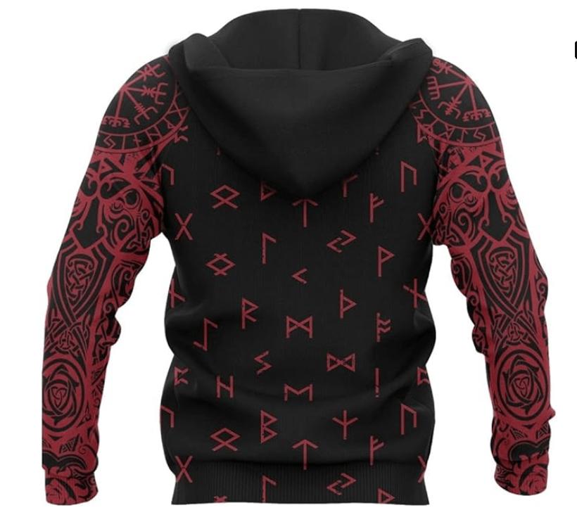 Hoodie Vikings Men's Hoodie Raven 3D Print Ancient Treasures Ancientreasures Viking Odin Thor Mjolnir Celtic Ancient Egypt Norse Norse Mythology