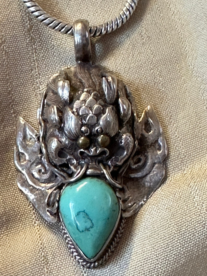 Handcrafted Sterling Silver Pendant with Turquoise Stone