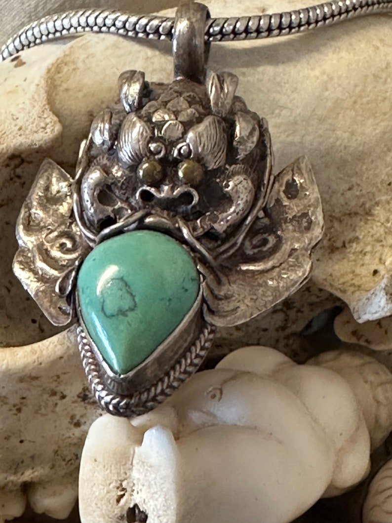 Handcrafted Sterling Silver Pendant with Turquoise Stone