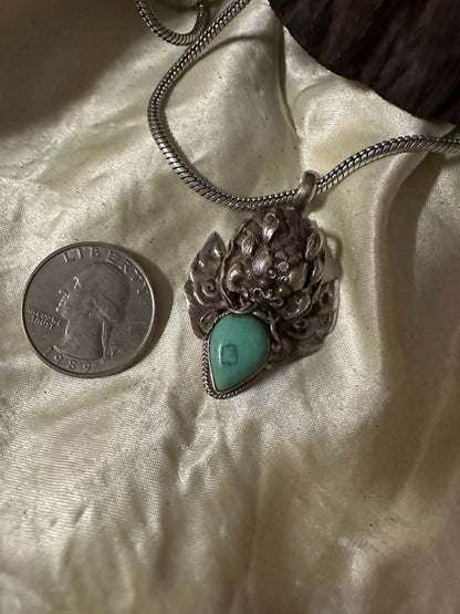 Handcrafted Sterling Silver Pendant with Turquoise Stone