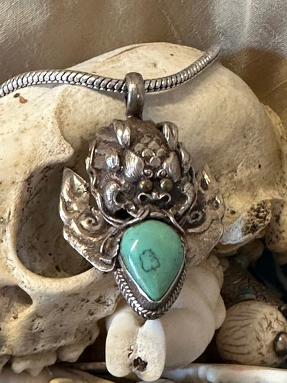 Handcrafted Sterling Silver Pendant with Turquoise Stone