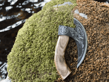 knife Viking Culture Pizza Cutter Axe & Leather Axe Sheath Ancient Treasures Ancientreasures Viking Odin Thor Mjolnir Celtic Ancient Egypt Norse Norse Mythology