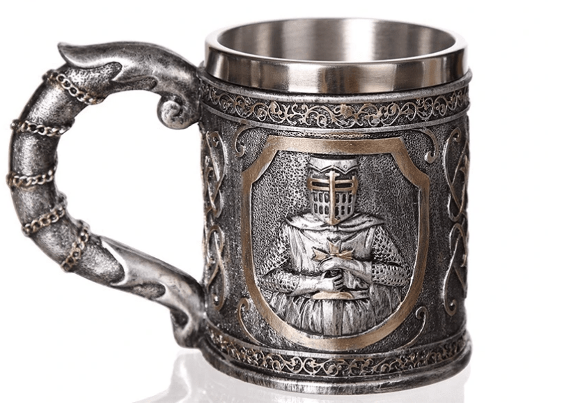 Mugs Templar Beer Stainless Steel Mug - Bundles Ancient Treasures Ancientreasures Viking Odin Thor Mjolnir Celtic Ancient Egypt Norse Norse Mythology