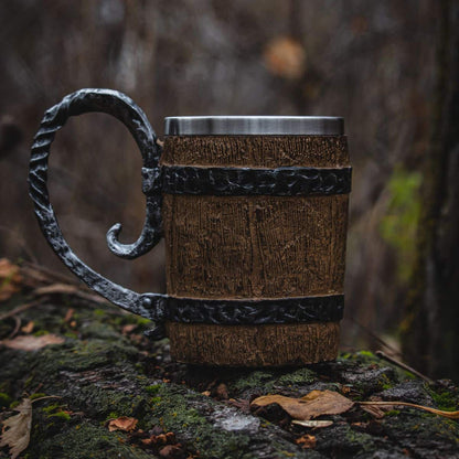 Mugs Viking Wooden Stainless Steel Mug + FREE Mjolnir Engraved Coaster! Ancient Treasures Ancientreasures Viking Odin Thor Mjolnir Celtic Ancient Egypt Norse Norse Mythology