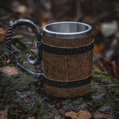 Mugs Viking Wooden Stainless Steel Mug + FREE Mjolnir Engraved Coaster! Ancient Treasures Ancientreasures Viking Odin Thor Mjolnir Celtic Ancient Egypt Norse Norse Mythology