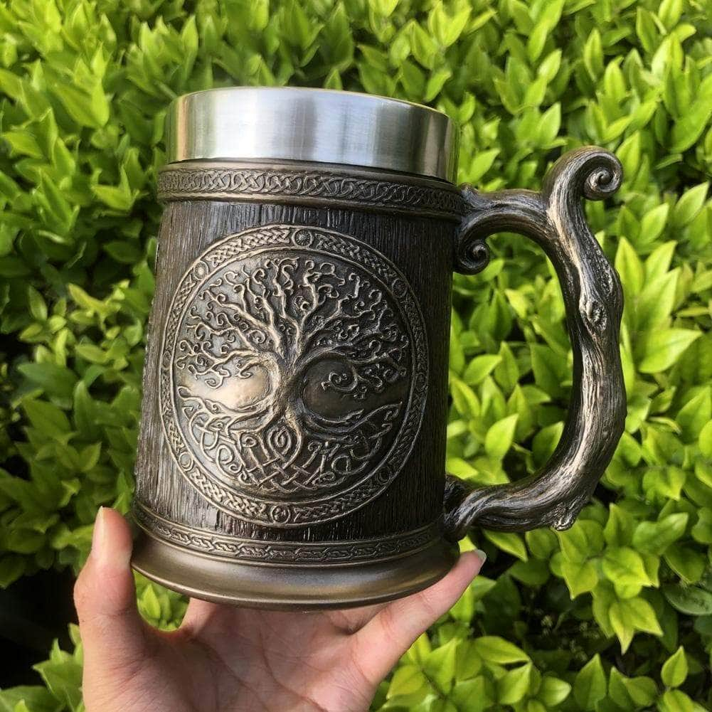 Mugs Viking Yggdrasil Tree of Life Tankard Mug - Bundles Ancient Treasures Ancientreasures Viking Odin Thor Mjolnir Celtic Ancient Egypt Norse Norse Mythology