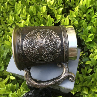 Mugs Viking Yggdrasil Tree of Life Tankard Mug - Bundles Ancient Treasures Ancientreasures Viking Odin Thor Mjolnir Celtic Ancient Egypt Norse Norse Mythology