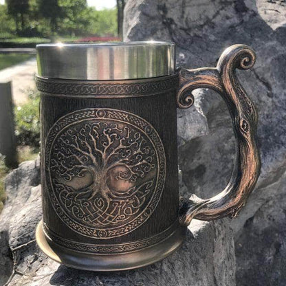 Mugs Viking Yggdrasil Tree of Life Tankard Mug - Bundles Ancient Treasures Ancientreasures Viking Odin Thor Mjolnir Celtic Ancient Egypt Norse Norse Mythology