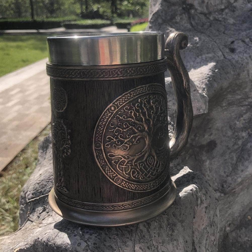 Mugs Viking Yggdrasil Tree of Life Tankard Mug - Bundles Ancient Treasures Ancientreasures Viking Odin Thor Mjolnir Celtic Ancient Egypt Norse Norse Mythology