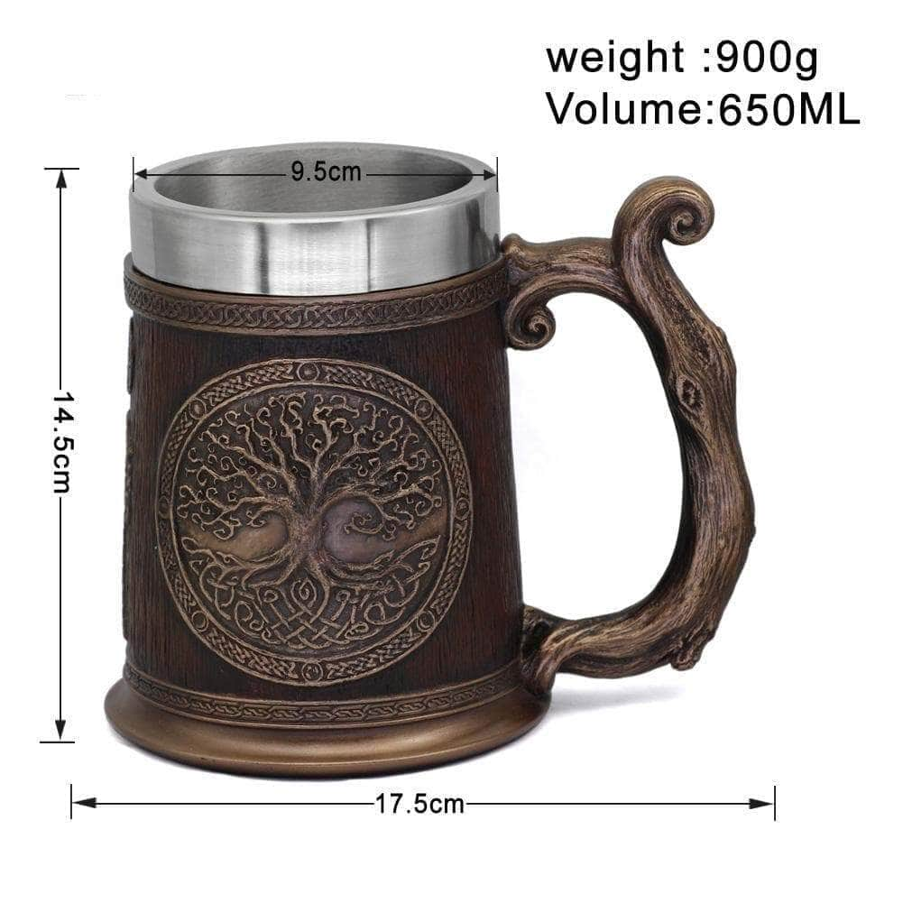 Mugs Viking Yggdrasil Tree of Life Tankard Mug - Bundles Ancient Treasures Ancientreasures Viking Odin Thor Mjolnir Celtic Ancient Egypt Norse Norse Mythology