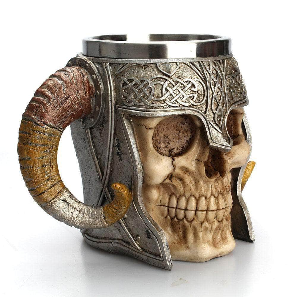 Mugs Vikings Goat Horns Stainless Steel Mug - Bundles Ancient Treasures Ancientreasures Viking Odin Thor Mjolnir Celtic Ancient Egypt Norse Norse Mythology