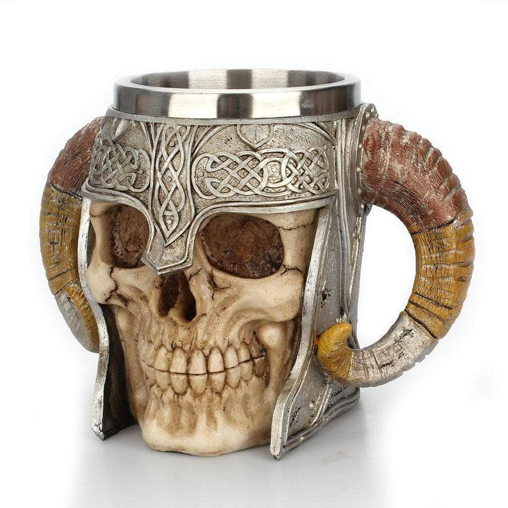 Mugs Vikings Goat Horns Stainless Steel Mug - Bundles Ancient Treasures Ancientreasures Viking Odin Thor Mjolnir Celtic Ancient Egypt Norse Norse Mythology