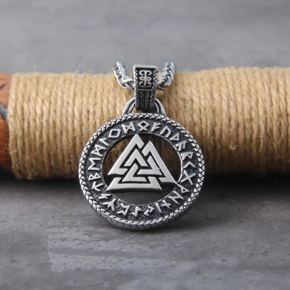 Never Fade The Valknut Viking Runes Necklace Pendant Scandinavian Norse Vikings Charms with wooden box as men gift Ancient Treasures Ancientreasures Viking Odin Thor Mjolnir Celtic Ancient Egypt Norse Norse Mythology