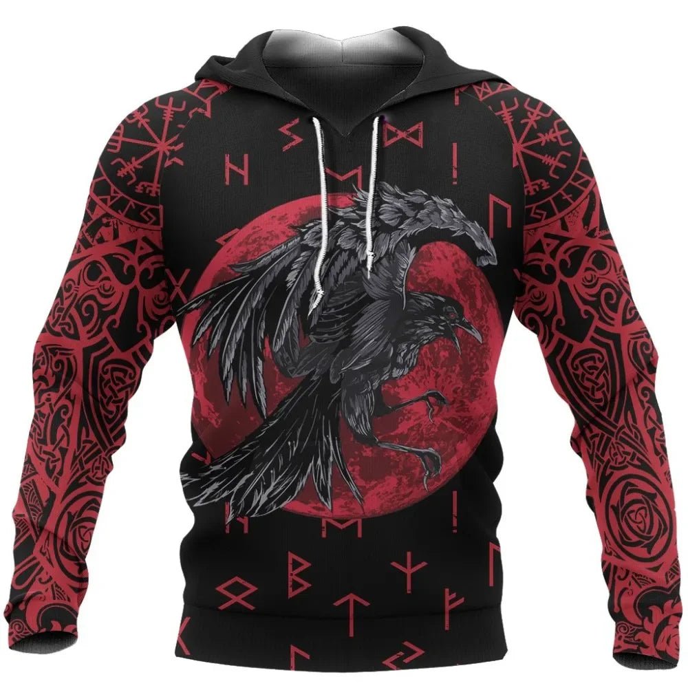 New Harajuku Streetwear Pullover Autumn Unisex Essential Casual Tracksuit Raven of Odin 3D Printed Men Hoodies Y2k Viking Hoodie Ancient Treasures Ancientreasures Viking Odin Thor Mjolnir Celtic Ancient Egypt Norse Norse Mythology