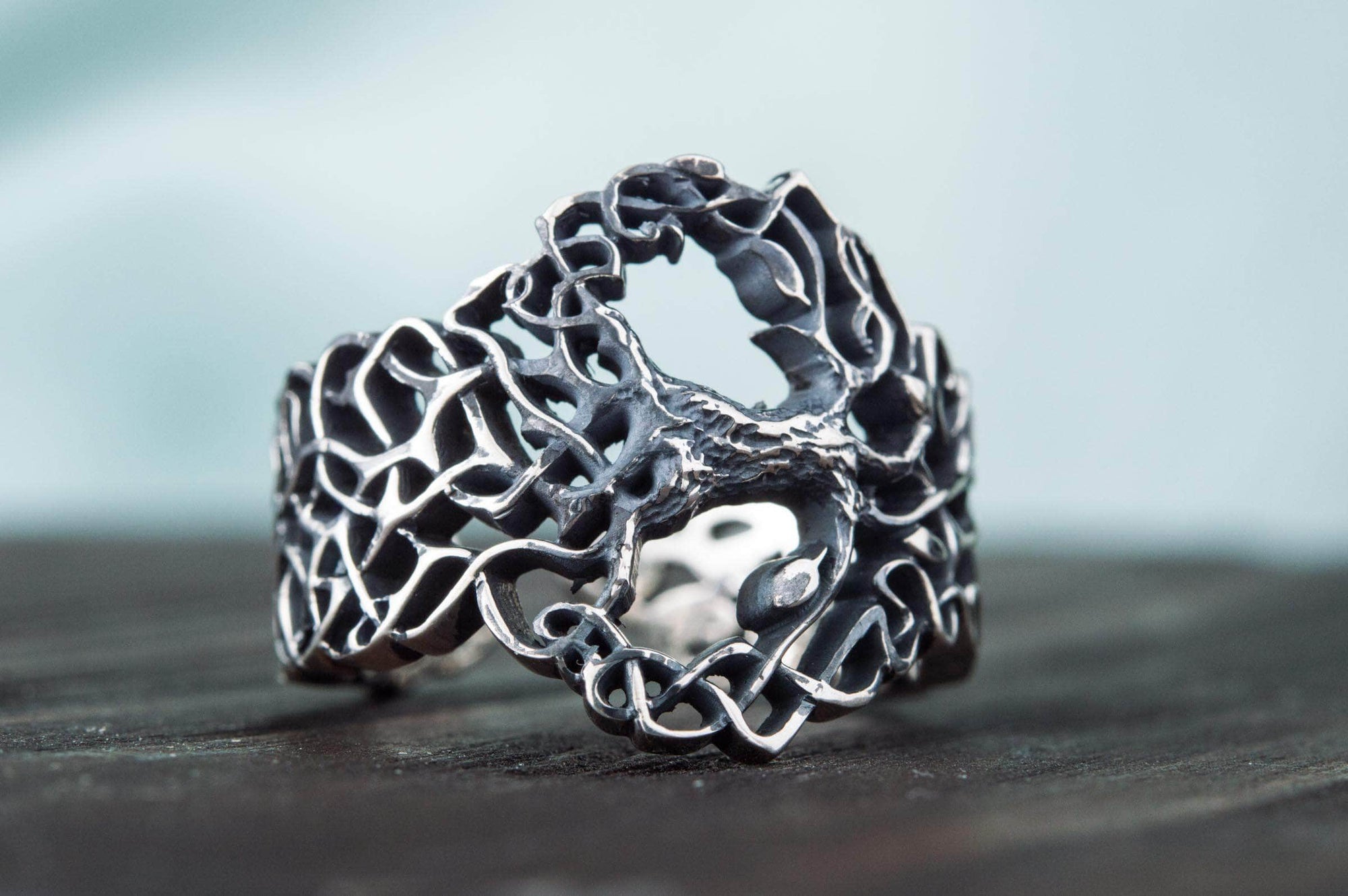 Ring Yggdrasil Ring with Ornament Sterling Silver Unique Norse Jewelry Ancient Treasures Ancientreasures Viking Odin Thor Mjolnir Celtic Ancient Egypt Norse Norse Mythology