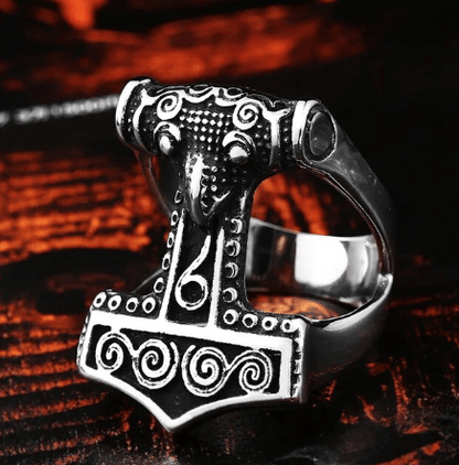 Rings 7 / White Silver Vikings Mjolnir Stainless Steel Ring Ancient Treasures Ancientreasures Viking Odin Thor Mjolnir Celtic Ancient Egypt Norse Norse Mythology